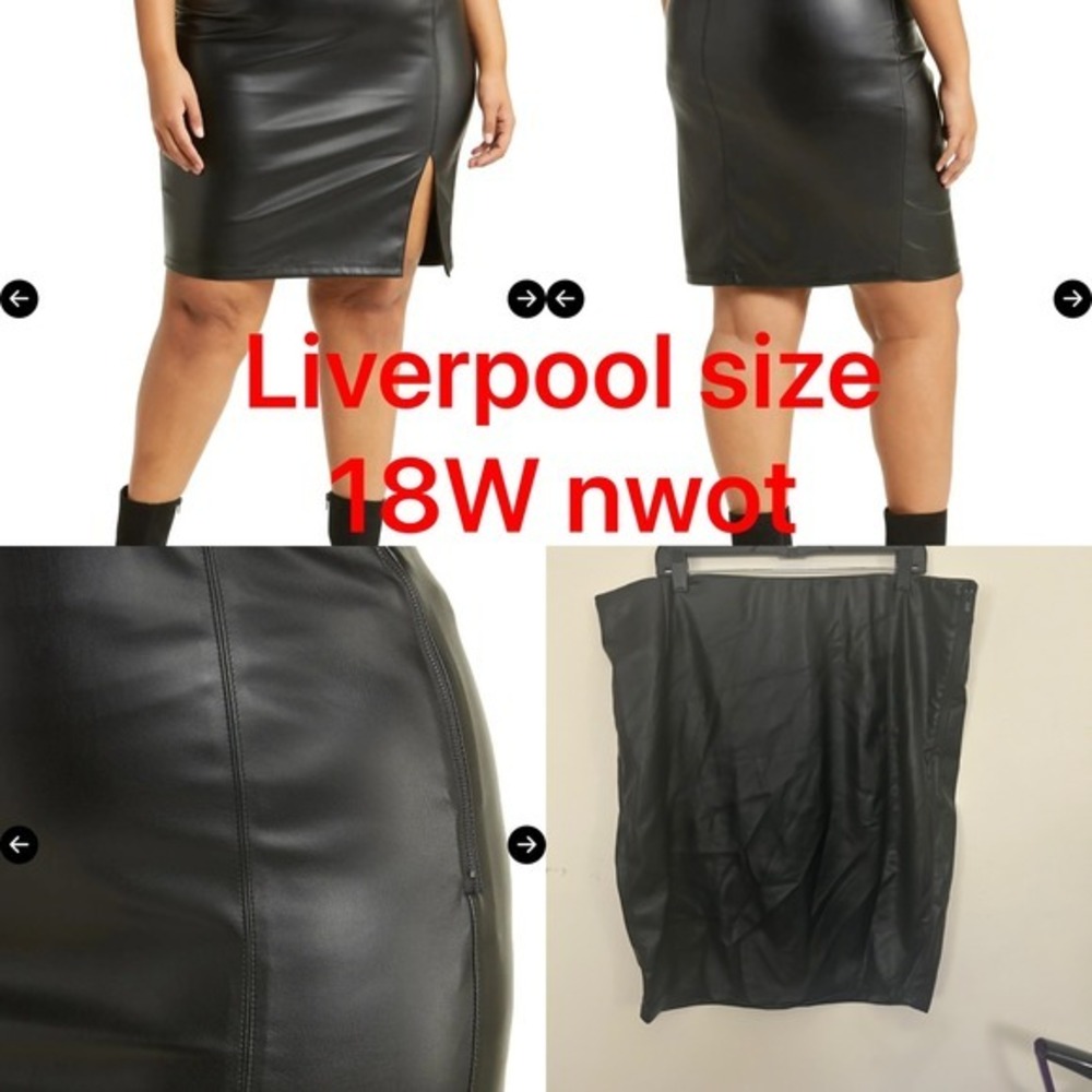 Liverpool Faux Leather Pencil Skirt Black Size 18W NWOT‎ - Picture 3 of 4